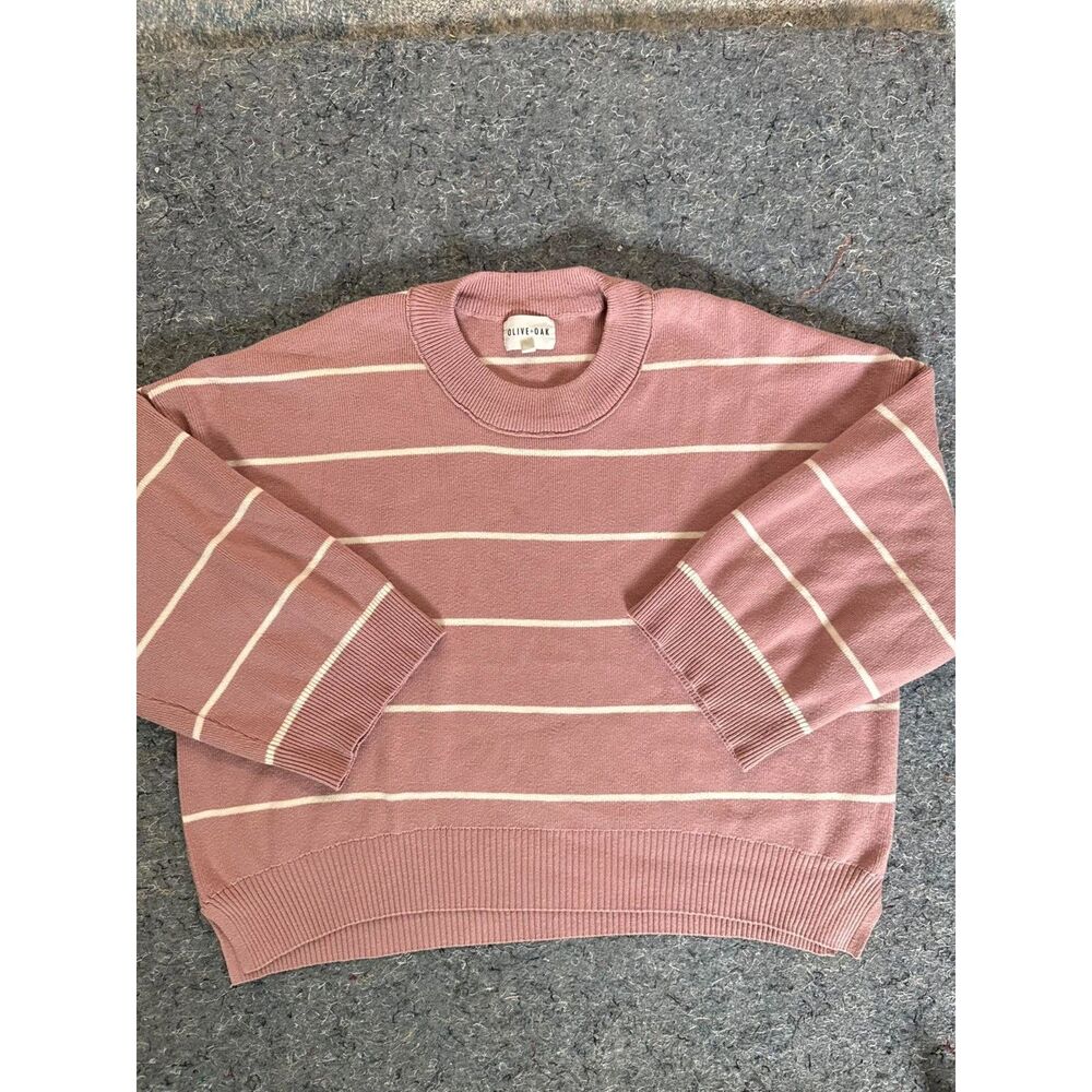 Olive + Oak Women’s 3X Mauve Pink Striped Knit Sweater